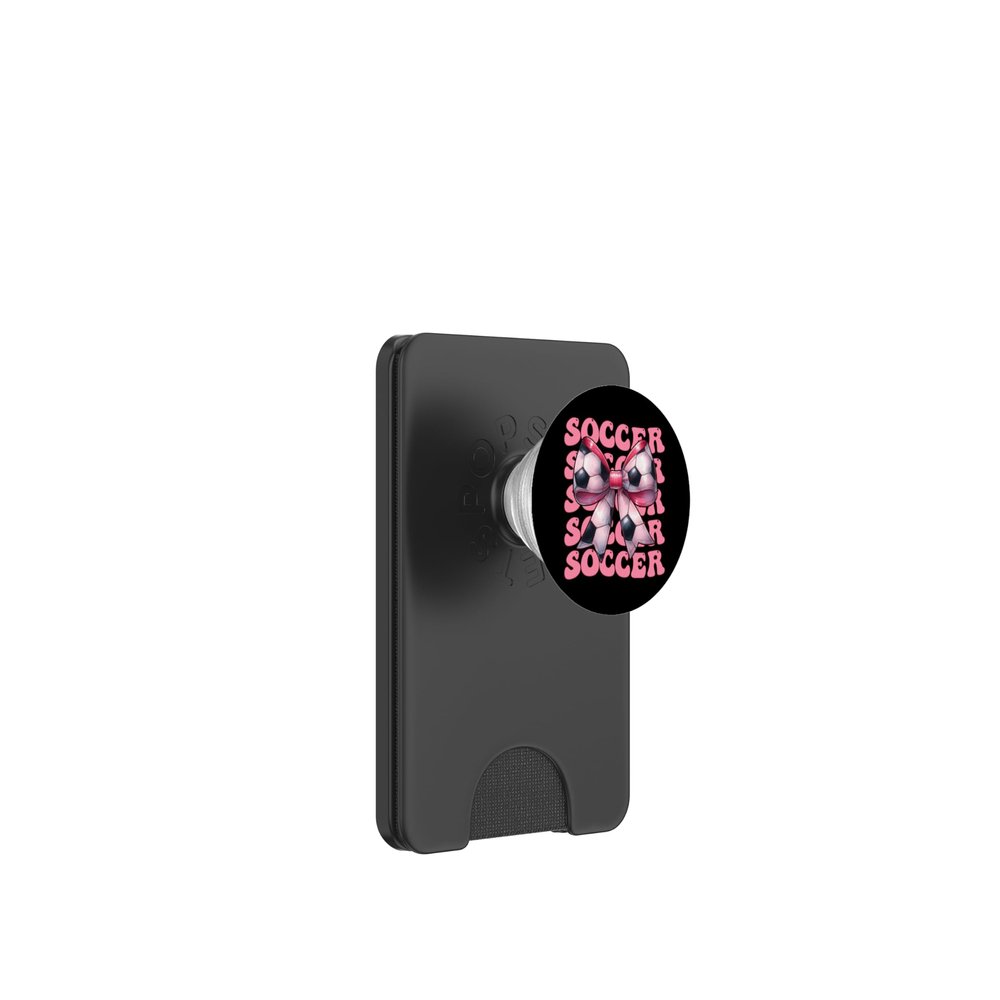 Coquette Bow Soccer Player Team Girl Mama Mother's Day Pink PopSockets PopWallet for MagSafe