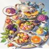 Weiniuniu Printed Cross-Stitch Kit, Afternoon Tea with Fruits, 11 CT, 50 x 70 cm view 1