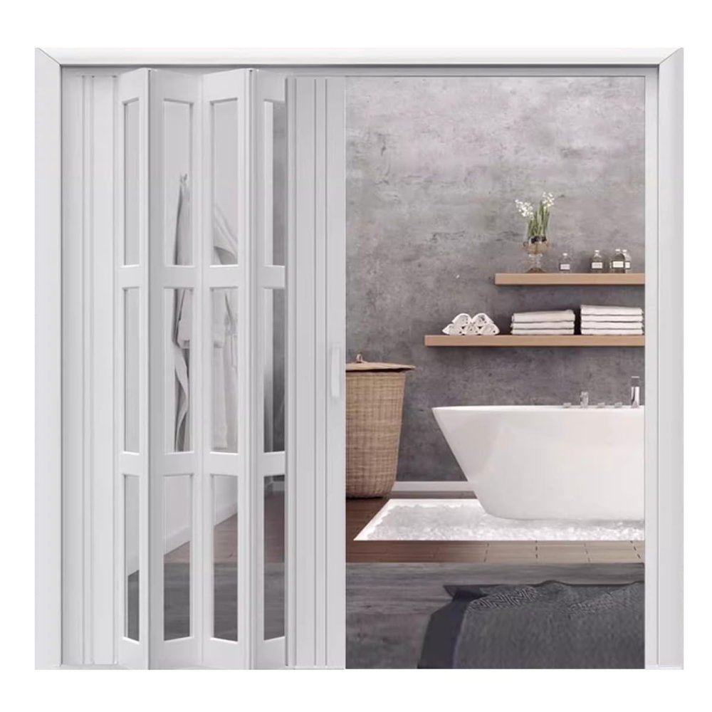 PVC Accordion Folding Door for Kitchen and Bathroom, 78.5 x 203 cm