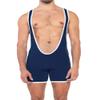 Muscle Alive Men's Deep-Cut Wrestling Singlet, Navy Blue, S view 1