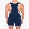 Muscle Alive Men's Deep-Cut Wrestling Singlet, Navy Blue, S view 2