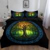 Generic Black 3-Piece Bedding Set, 180 x 200 cm, Easy-Care Duvet Cover with Pillowcases, Forest Round Tree Design view 2