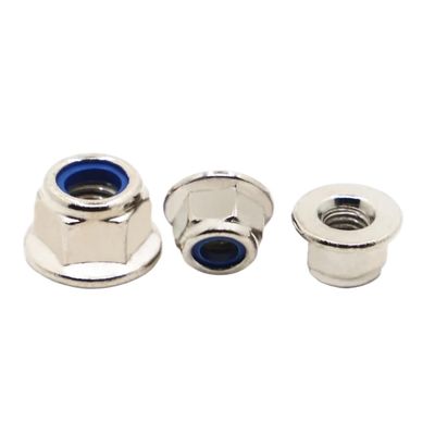 5/10 pcs M3 M4 M5 M6 M8 Nickel-Plated Steel Nylon-Insert Hex Flange Lock Nuts (M4, 10 pcs)