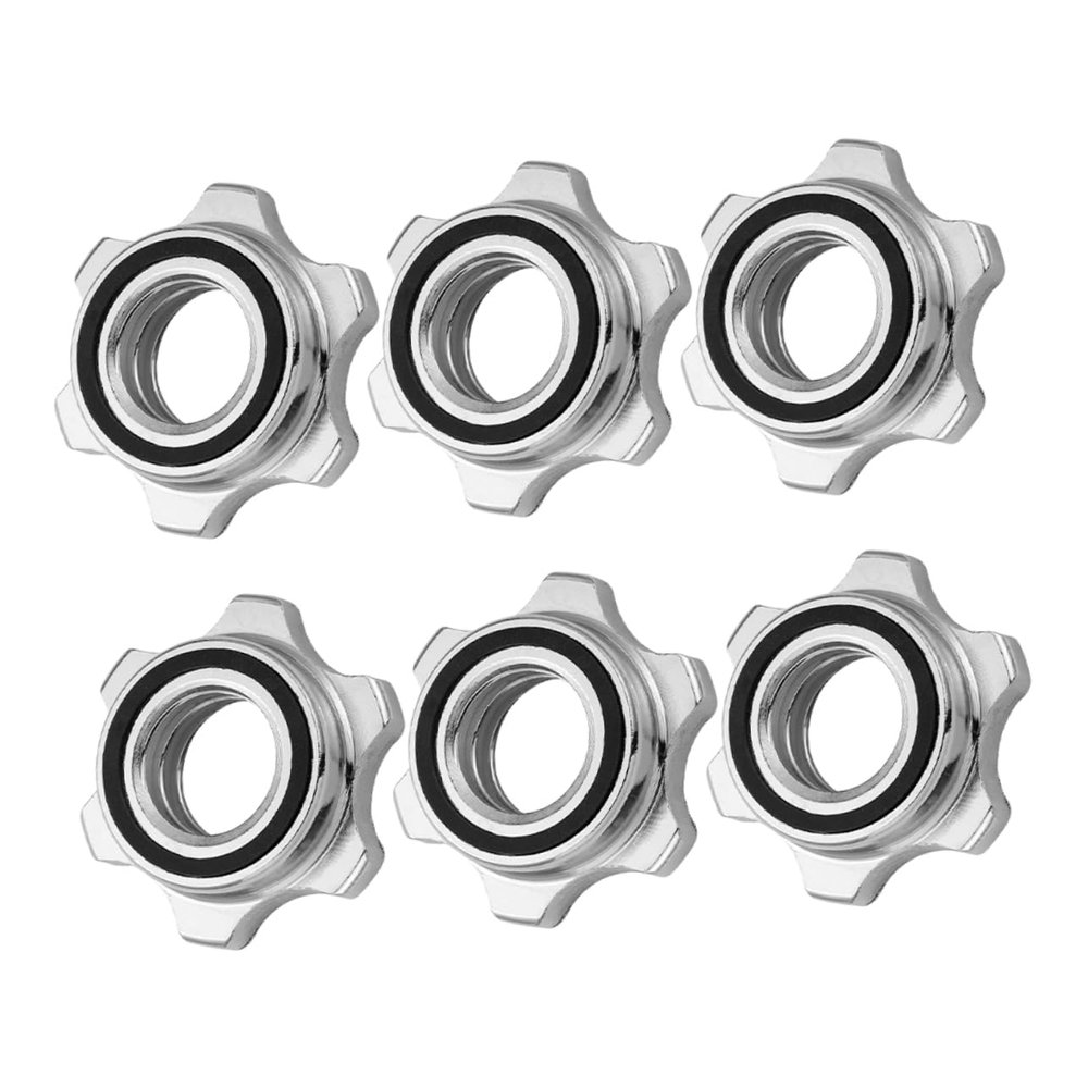 6-Piece Self-Locking Dumbbell Lock Nuts, Cast Iron, Silver
