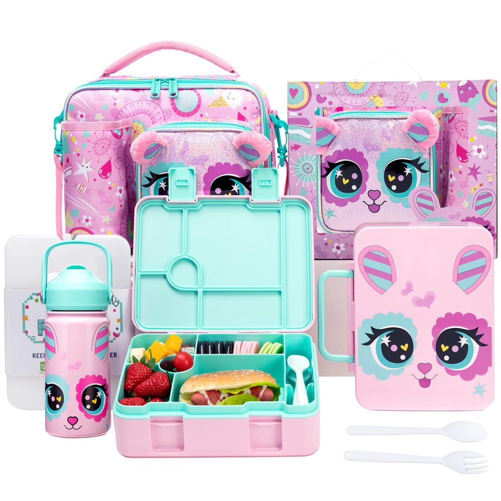 Oruiji Kids' Bento Box Set with Ice Pack, Lunch Bag, Stainless Steel Water Bottle & Utensils
