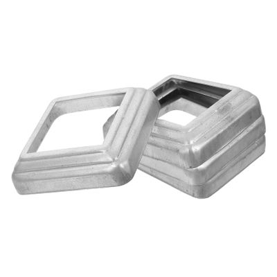 NUOBESTY 4-Pack Silver Steel Fence Post Base Covers, Lightweight and Sturdy, for Balconies and Stairs