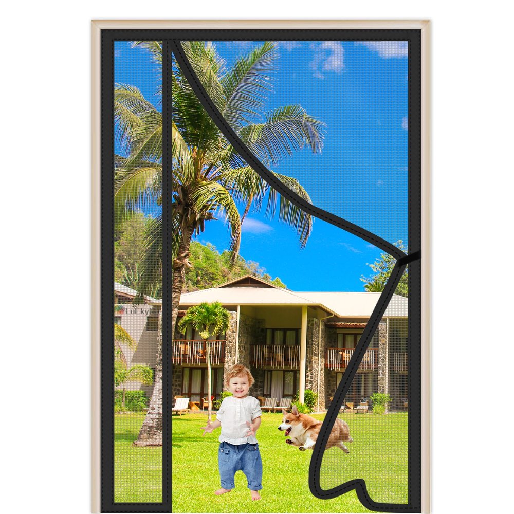 Magnetic Side-Opening Screen Door, 265 x 295 cm, Black