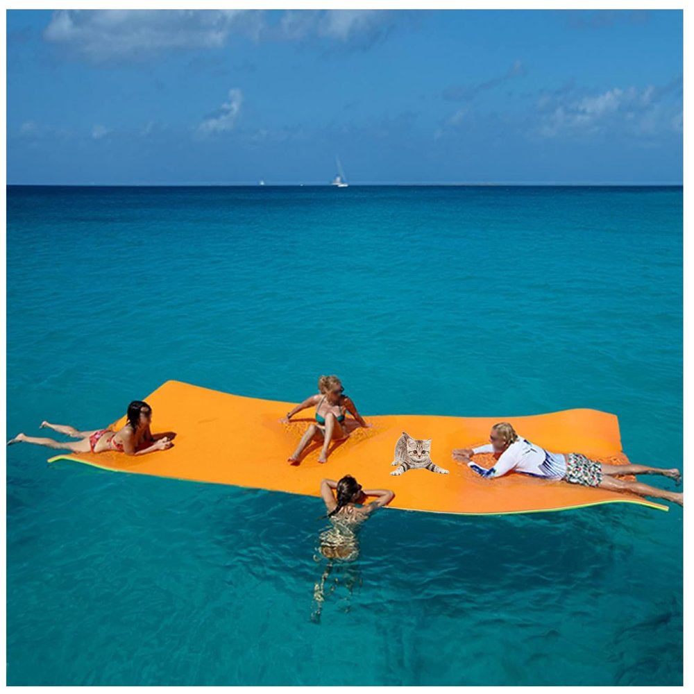 Swimming Mat, Floating Water Mat, Tear-Resistant XPE Foam Water Lounger, Orange, 3.5 m x 1.5 m x 3.3 cm