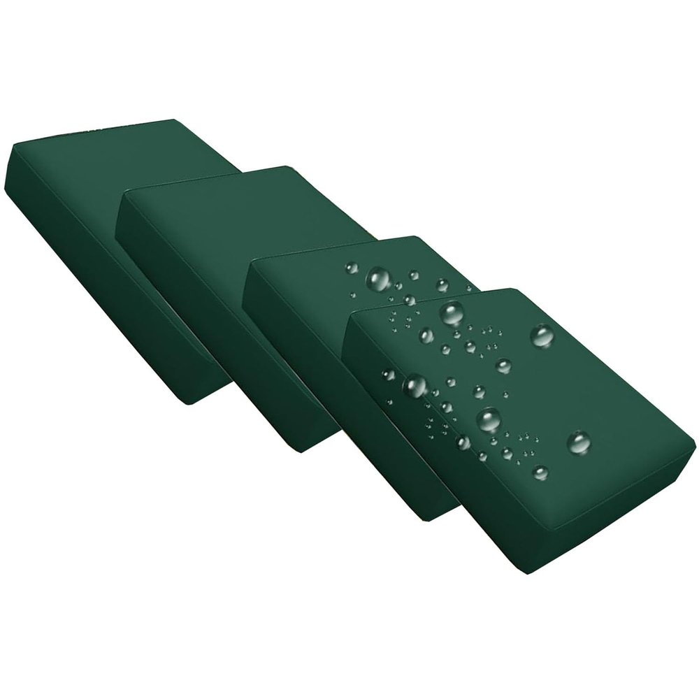 Odaima 4-Pack Waterproof Outdoor Sofa Seat Cushion Covers, Dark Green, 63 x 68 x 12 cm