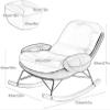 TINGMIAN High-Back Rocking Chair with Ottoman, Flowers + Black view 2