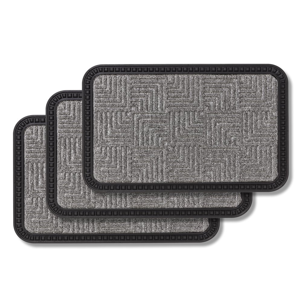 Indoor & Outdoor Doormat - Silver Pattern, 40 x 60 cm, 3-Piece Set (Rectangular)