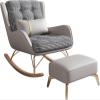 TINGMIAN Upholstered Lounge Chair with Lumbar Pillow and Footrest, Gray view 1