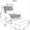 TINGMIAN Upholstered Lounge Chair with Lumbar Pillow and Footrest, Gray view 2