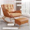 TINGMIAN Upholstered Lounge Chair with Lumbar Pillow and Footrest, Gray view 4
