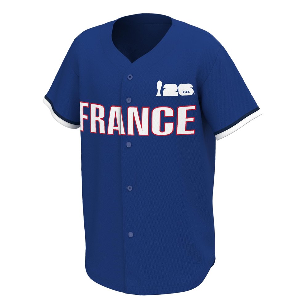Outerstuff FIFA World Cup 2026 Men's France Baseball Jersey, Short Sleeve, Button-Up, XL