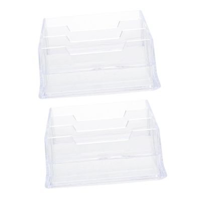 Plastic Business Card Holders, 2-Pack, Transparent, for Desks
