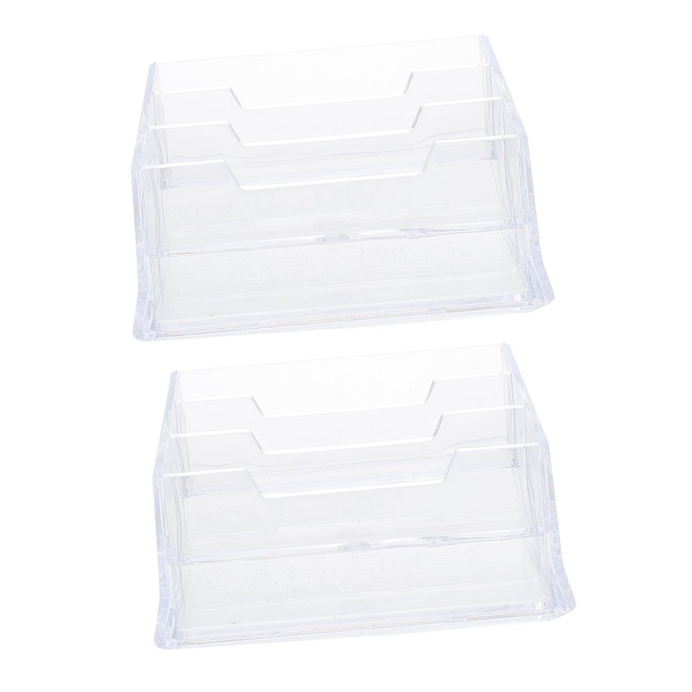 Plastic Business Card Holders, 2-Pack, Transparent, for Desks