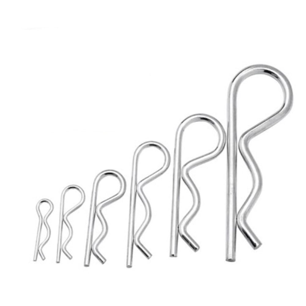 R-Clips, 520-Piece Stainless Steel R-Shaped Spring Cotter Pin Set, 1.2/1.8/2/3/4 mm, Silver