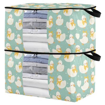 sanluoli Bed Sheet Storage Bags with Reinforced Handles, Clear Window, Closet and Drawer Organizer, 90 L, 2-Pack