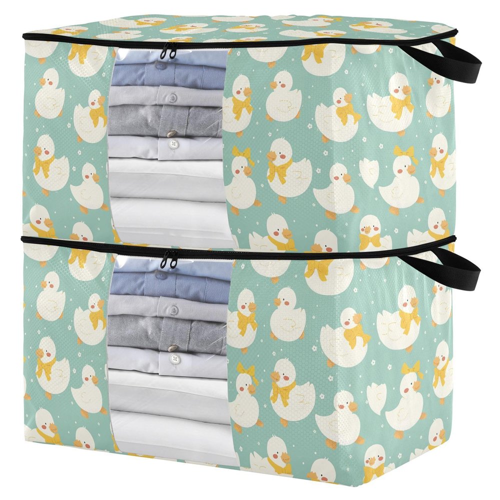 sanluoli Bed Sheet Storage Bags with Reinforced Handles, Clear Window, Closet and Drawer Organizer, 90 L, 2-Pack