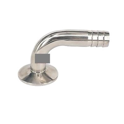 IDGTTLDF Hose Fitting, 102 mm I.D., Barb, 304 Stainless Steel Ferrule, 119 mm O.D., 90-Degree Elbow