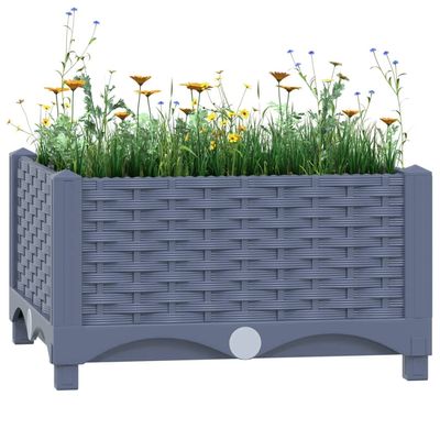 Utiny Raised Garden Bed, Rattan-Look Planter Box, Blue Gray, 40 x 40 x 23 cm