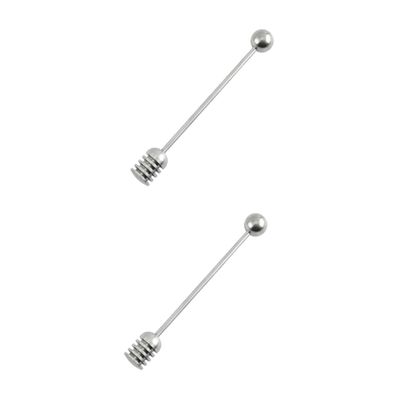 OUNONA 2-Piece Stainless Steel Honey Dipper Set, Honey Stirring Sticks, 304 Stainless Steel, Silver