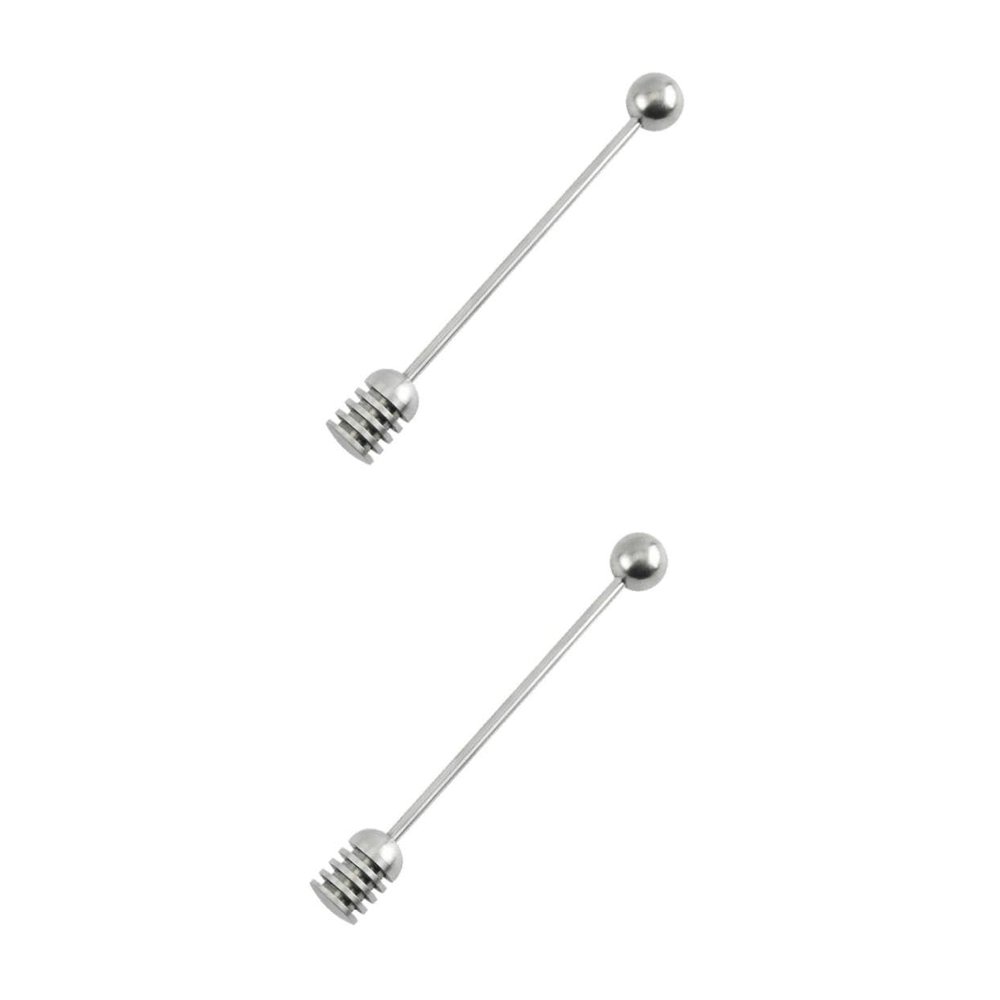 OUNONA 2-Piece Stainless Steel Honey Dipper Set, Honey Stirring Sticks, 304 Stainless Steel, Silver