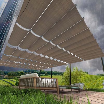 Retractable Wave Shade Sail, Custom Size, UV Protection, Weather-Resistant, with Grommets and Rope