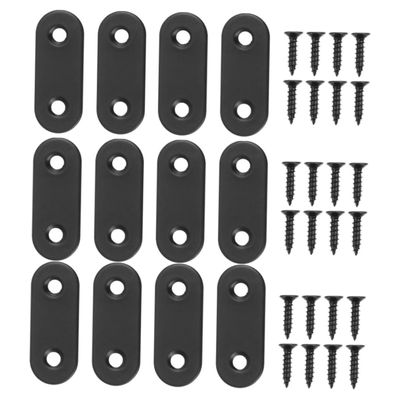 Stainless Steel Metal Mounting Plates, Repair Plates, 12-Piece Set, Black