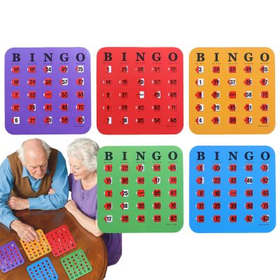 Bingo Cards for Seniors, Reusable Large-Print Shutter-Slide Game