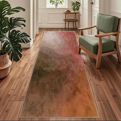 Siunwdiy Long Runner Rug 100 x 280 cm, Brown, Non-Slip, Washable