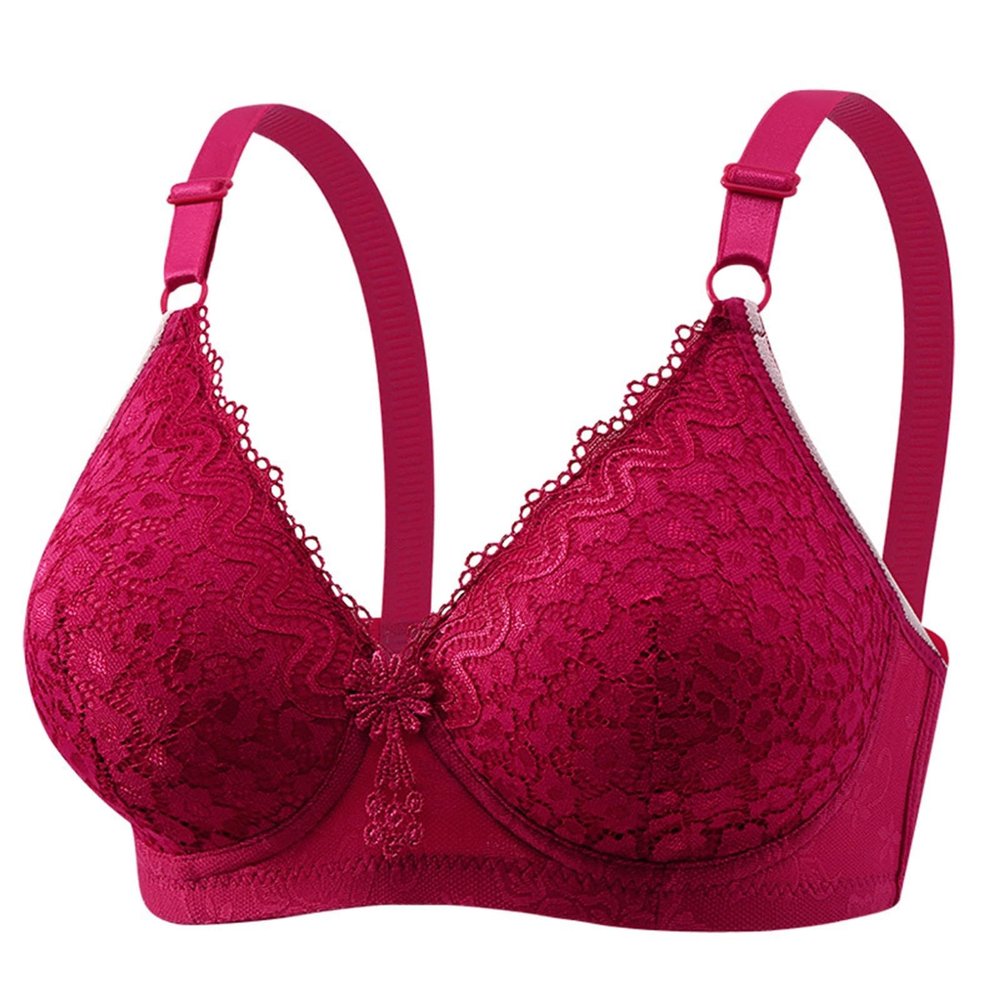 Generic Women's Wireless Comfort Bra, Plus Size, Soft Supportive Bralette, Breathable, Red, 40B
