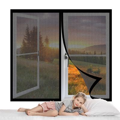 Magnetic Window Fly Screen 123 x 106 cm, No-Drill Insect Net, Black