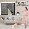 Magnetic Window Fly Screen 123 x 106 cm, No-Drill Insect Net, Black view 2