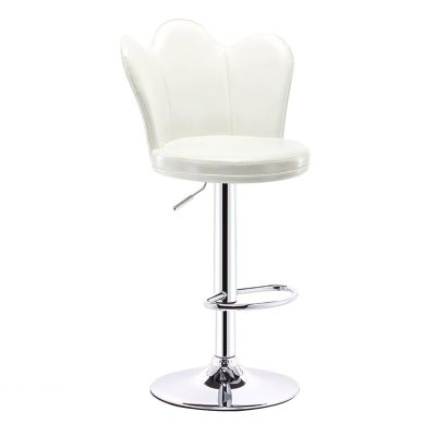 KANBUN Modern Swivel Bar Stool with Latex Cushion, Backrest and Footrest, Adjustable, 41 cm Base, White