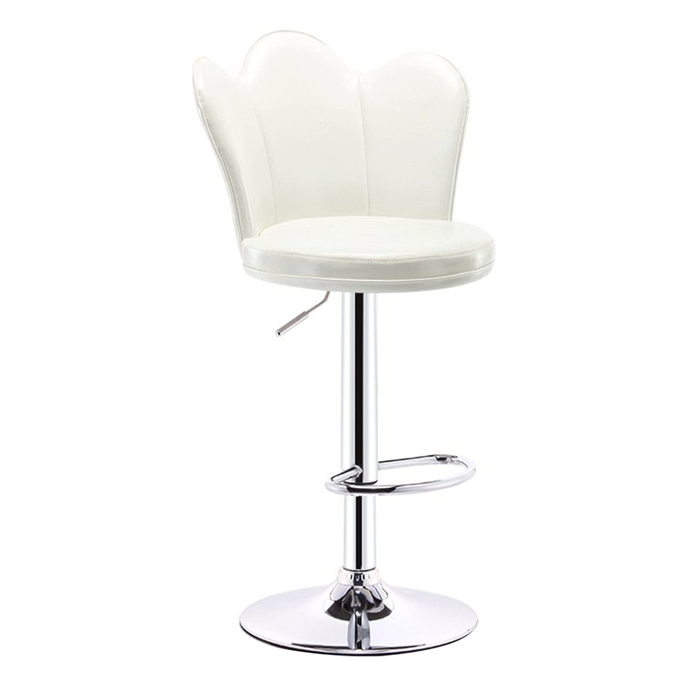 KANBUN Modern Swivel Bar Stool with Latex Cushion, Backrest and Footrest, Adjustable, 41 cm Base, White