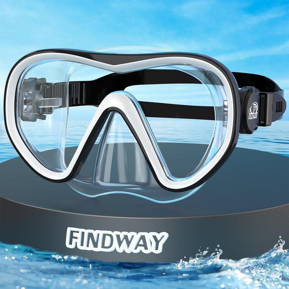 Findway Kids' Dive Mask, Swim Goggles with Nose Protection, Ages 4–16, 180° HD Panoramic View, Waterproof and Anti-Fog