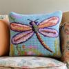 ORLUMY DIY Latch Hook Rug Cushion Cover Kit, Dragonfly, 43 x 43 cm (17 x 17 in) view 1