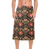 Men's Chinese-Style Shower Wrap, Elegant Floral Design, Red Coral Fleece, 152.4 x 71.1 cm view 1
