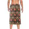 Men's Chinese-Style Shower Wrap, Elegant Floral Design, Red Coral Fleece, 152.4 x 71.1 cm view 2