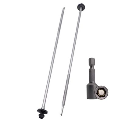 SKIR'CO 4-Pack Painted Self-Drilling Screws 5.5 x 285 mm with EPDM Washers for Sandwich Panels, Hex Head, Anthracite Gray RAL 7016