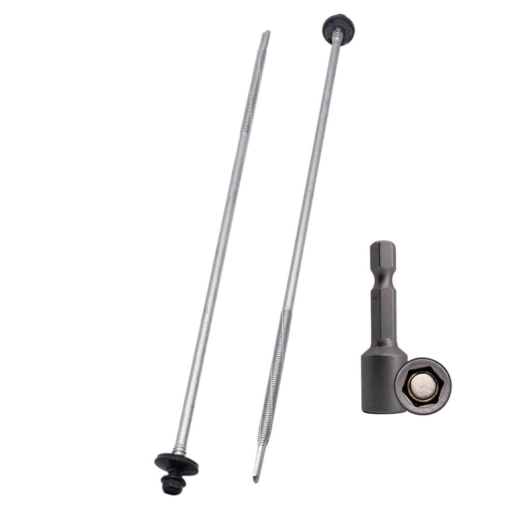 SKIR'CO 4-Pack Painted Self-Drilling Screws 5.5 x 285 mm with EPDM Washers for Sandwich Panels, Hex Head, Anthracite Gray RAL 7016