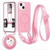 Beajew Phone Necklace Case for iPhone 13 Mini with Strap, MagSafe Compatible, Pink view 1