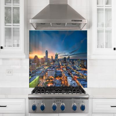 Myphotostation 122 x 61 cm Modern City Lights at Dusk Glass Backsplash