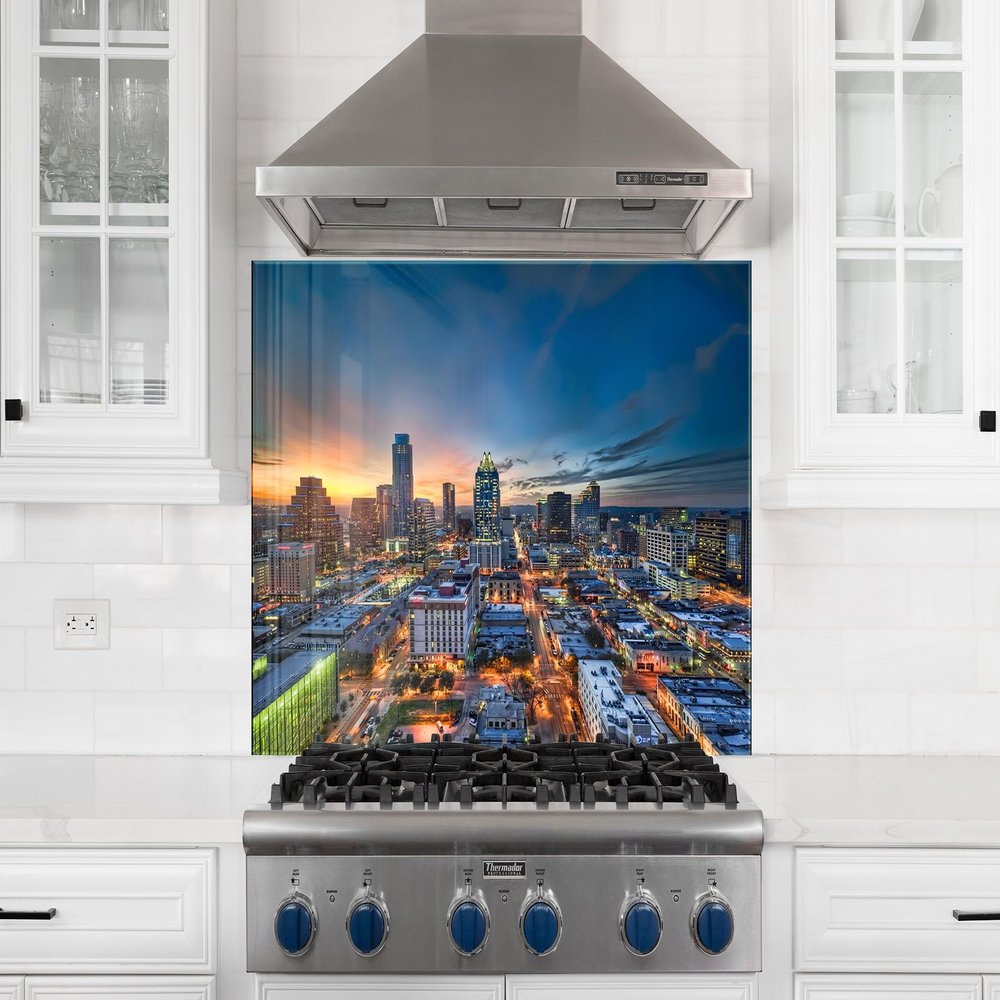 Myphotostation 122 x 61 cm Modern City Lights at Dusk Glass Backsplash