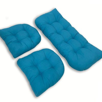 DRXRD 3-Piece Wicker Chair Cushion Set, Peacock Blue