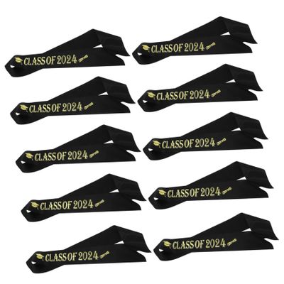 Mobestech 12 Black Satin Graduation Sashes with Shoulder Straps