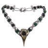 PartyforU Celtic Elf Crown for Renaissance Women, Cosplay Viking Raven Headpiece with Green Pearl for Halloween Witch Costumes view 1