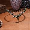 PartyforU Celtic Elf Crown for Renaissance Women, Cosplay Viking Raven Headpiece with Green Pearl for Halloween Witch Costumes view 3